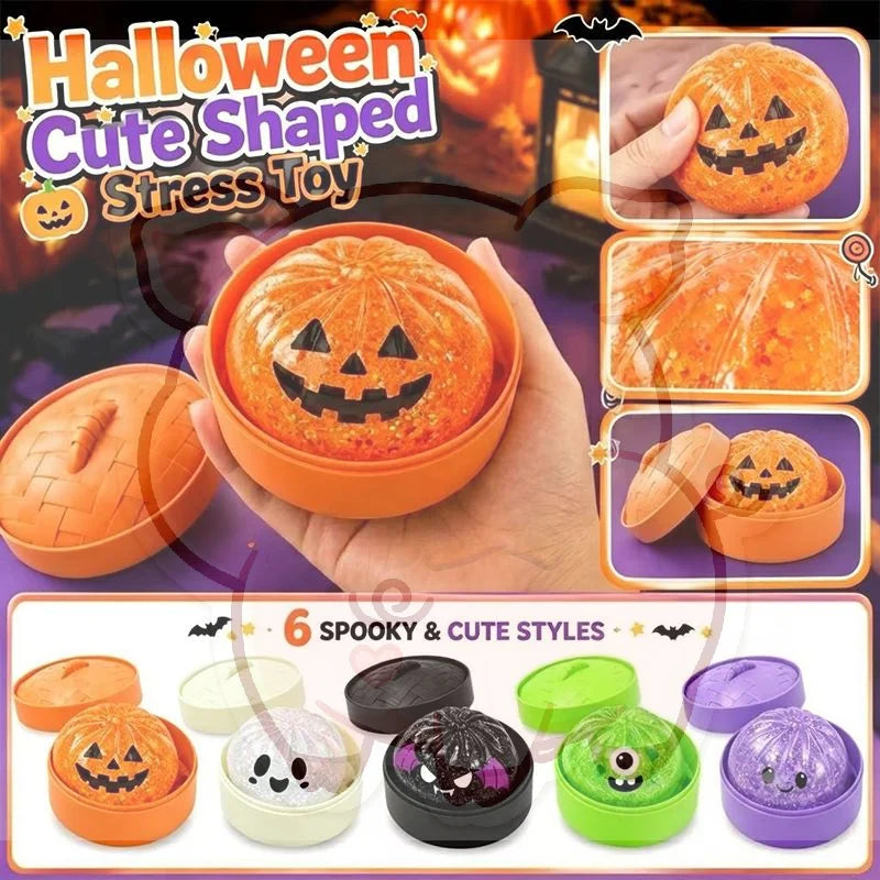 Glitter Halloween Squishy Fidget Toy – Ghost & Pumpkin Squeeze