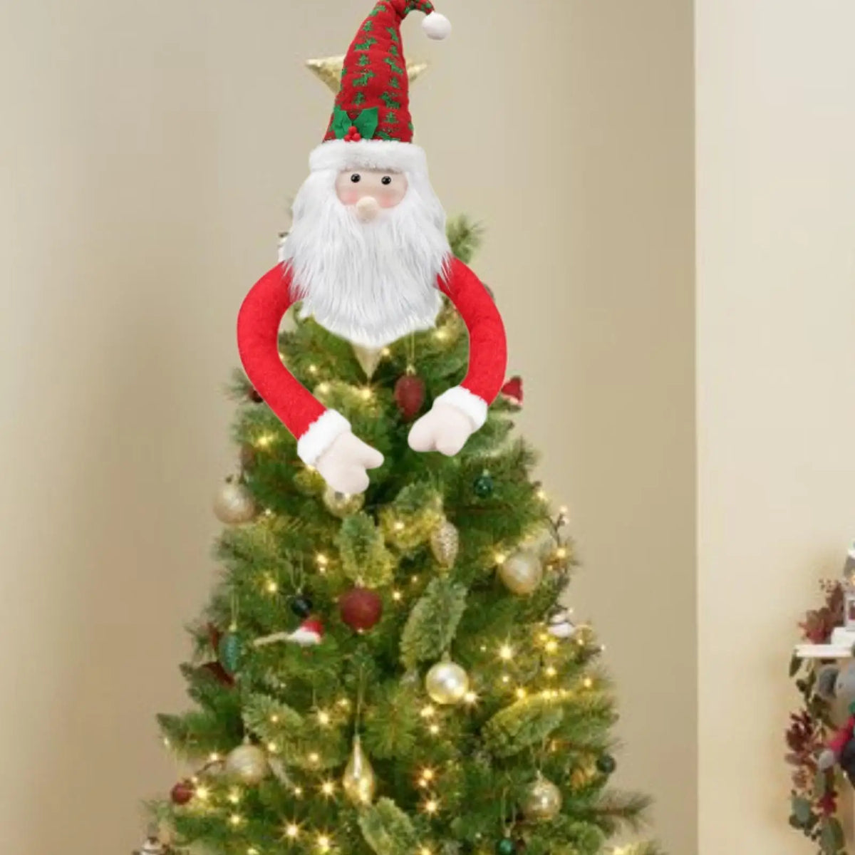 Plush Christmas Tree Topper Doll – Santa, Snowman & Elf
