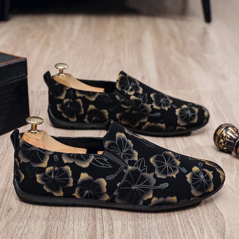 LEDP Men's Printed Slip-On Loafers – Lightweight Moccasins
