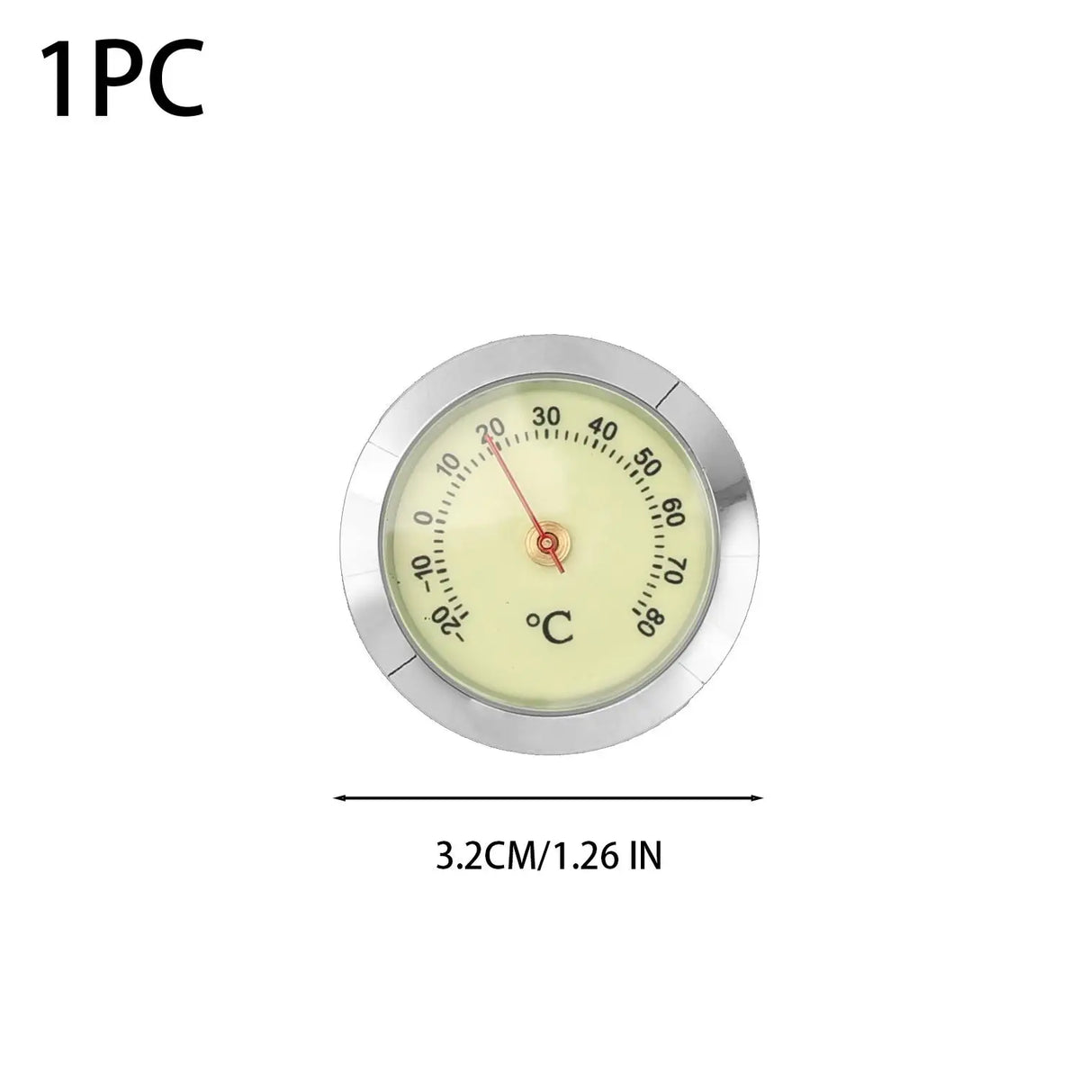 Mini Luminous Dial Thermometer – Zinc Alloy, -20°C to 80°C