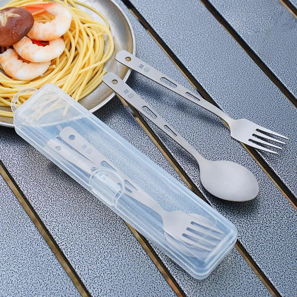 Titanium Camping Cutlery Set – 4-Piece Lightweight Travel Utensils