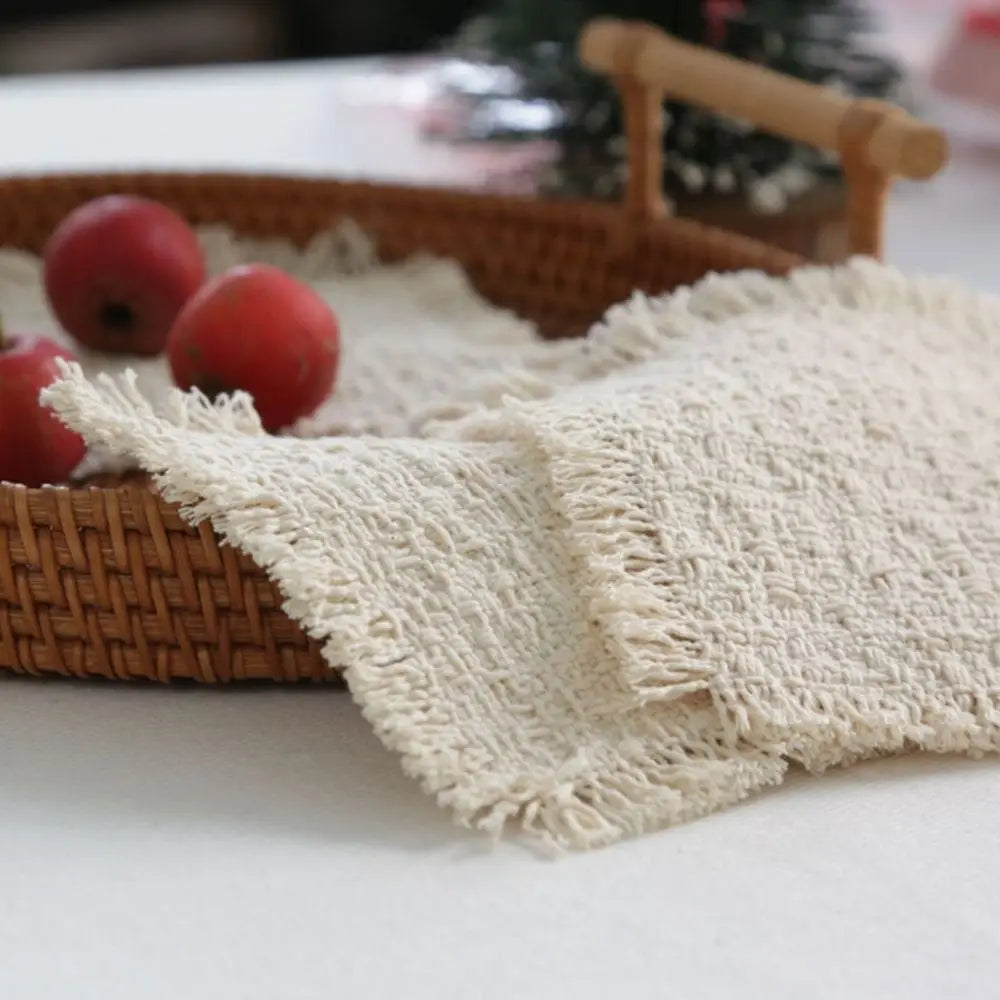 Beige Cotton Square Placemat – Table Mat & Photo Prop