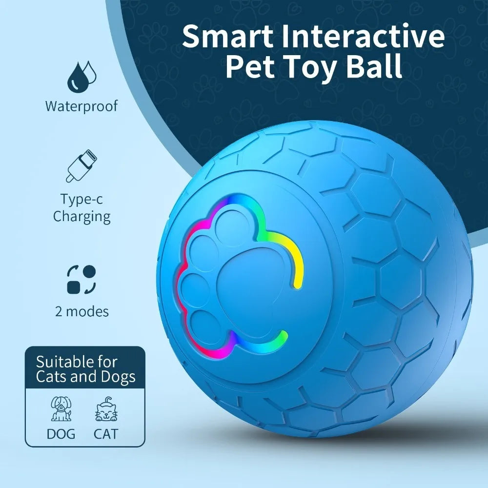 Interactive Auto-Bouncing Dog Ball – USB RGB Rolling Pet Toy
