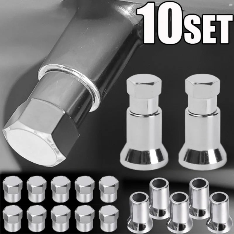 TR413 Chrome Snap-On Tire Valve Caps with Sleeve – 5 Pack