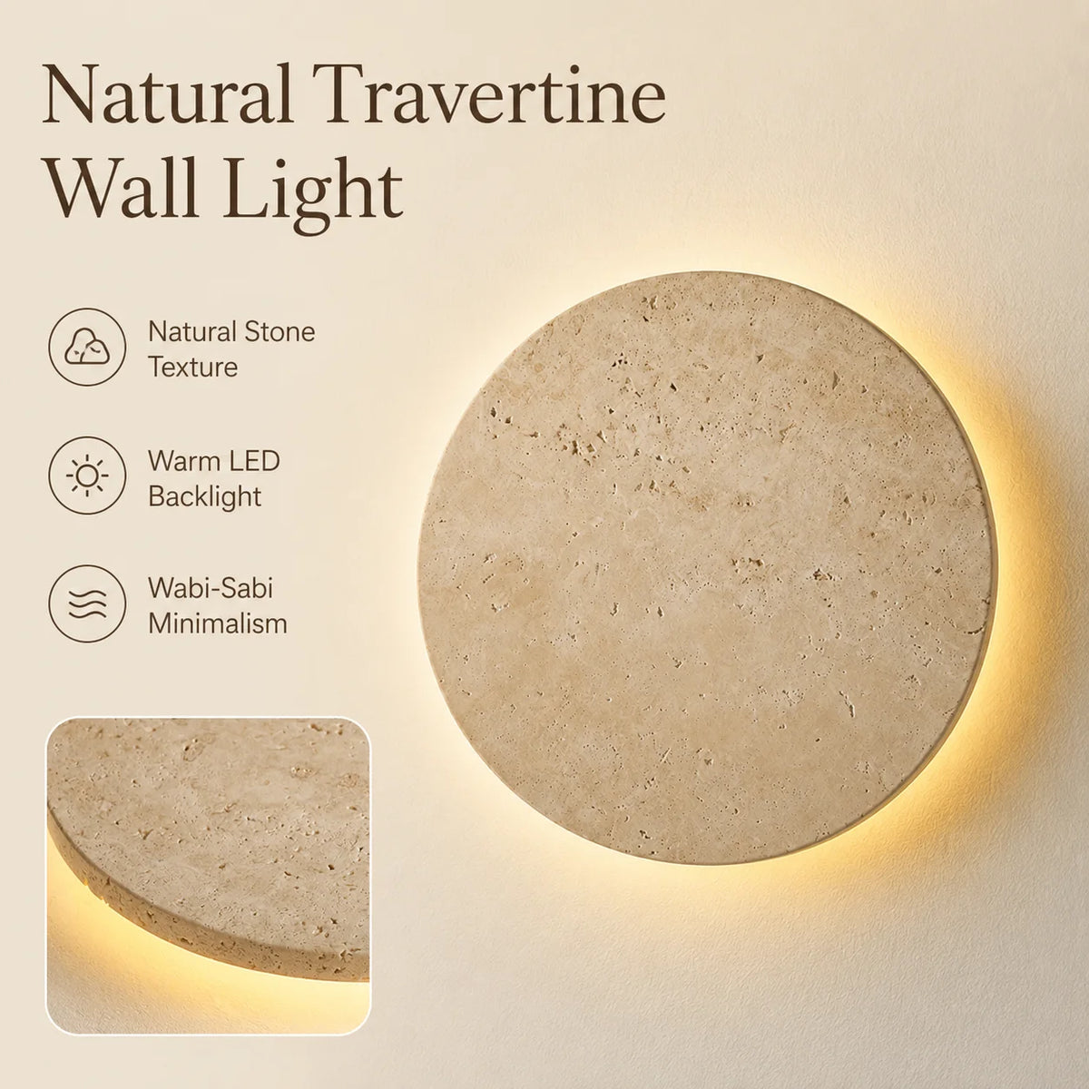 Wabi Sabi Yellow Travertine LED Wall Sconce | Stone Lamp