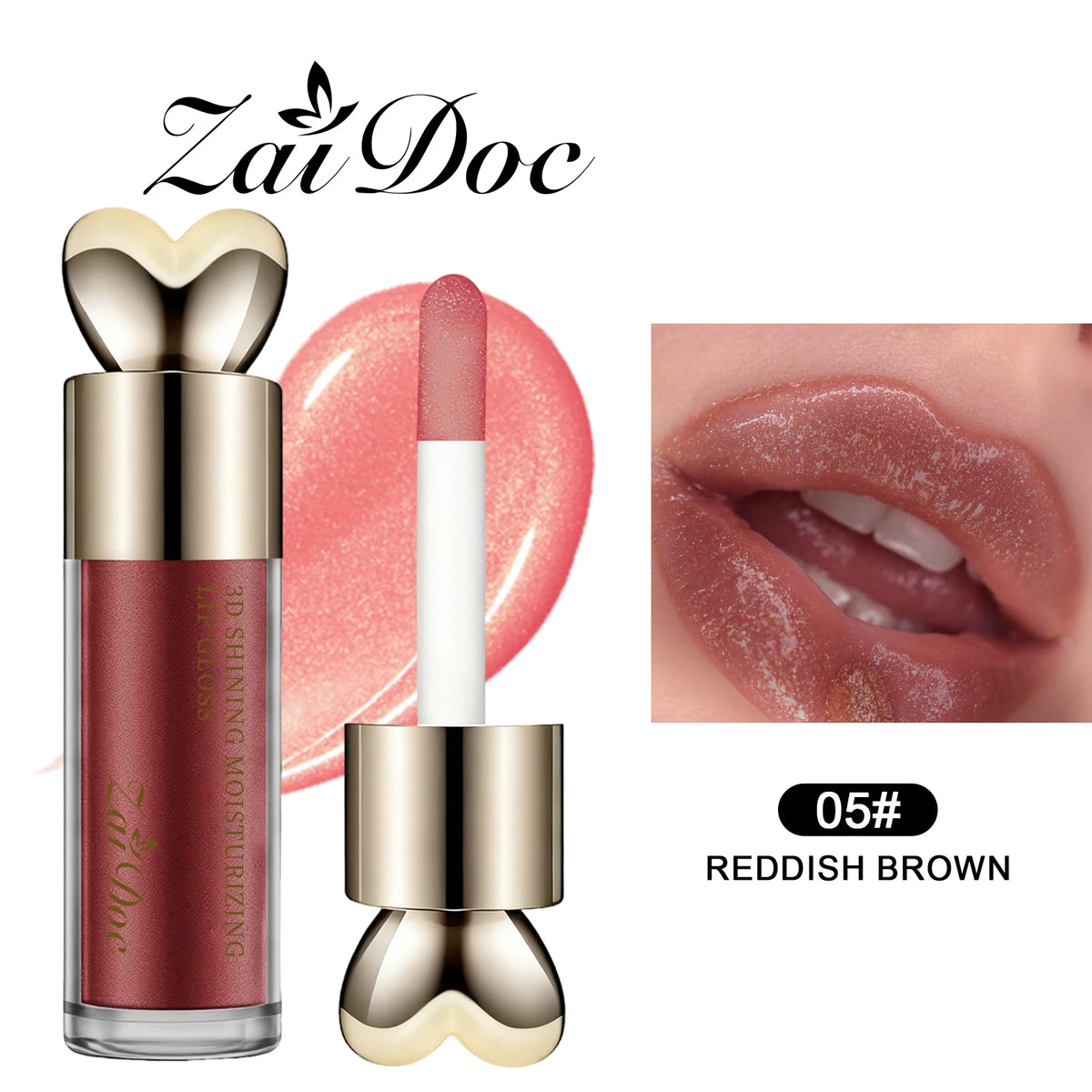 ZaiDoc 3D Shimmer Lip Gloss Set – 6 Colors Hydrating Lip Oil