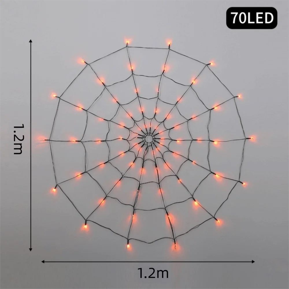 Halloween Spider Web String Light – 70 LED Net Light 1.2M