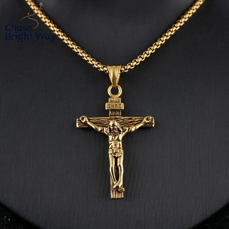 Cross Pendant Necklace – Stainless Steel Religious Jewelry