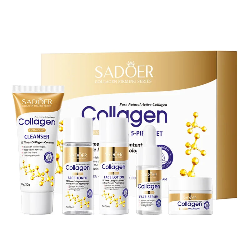 SADOER 5-Piece Collagen Skin Care Set – Face & Eye Cream Kit
