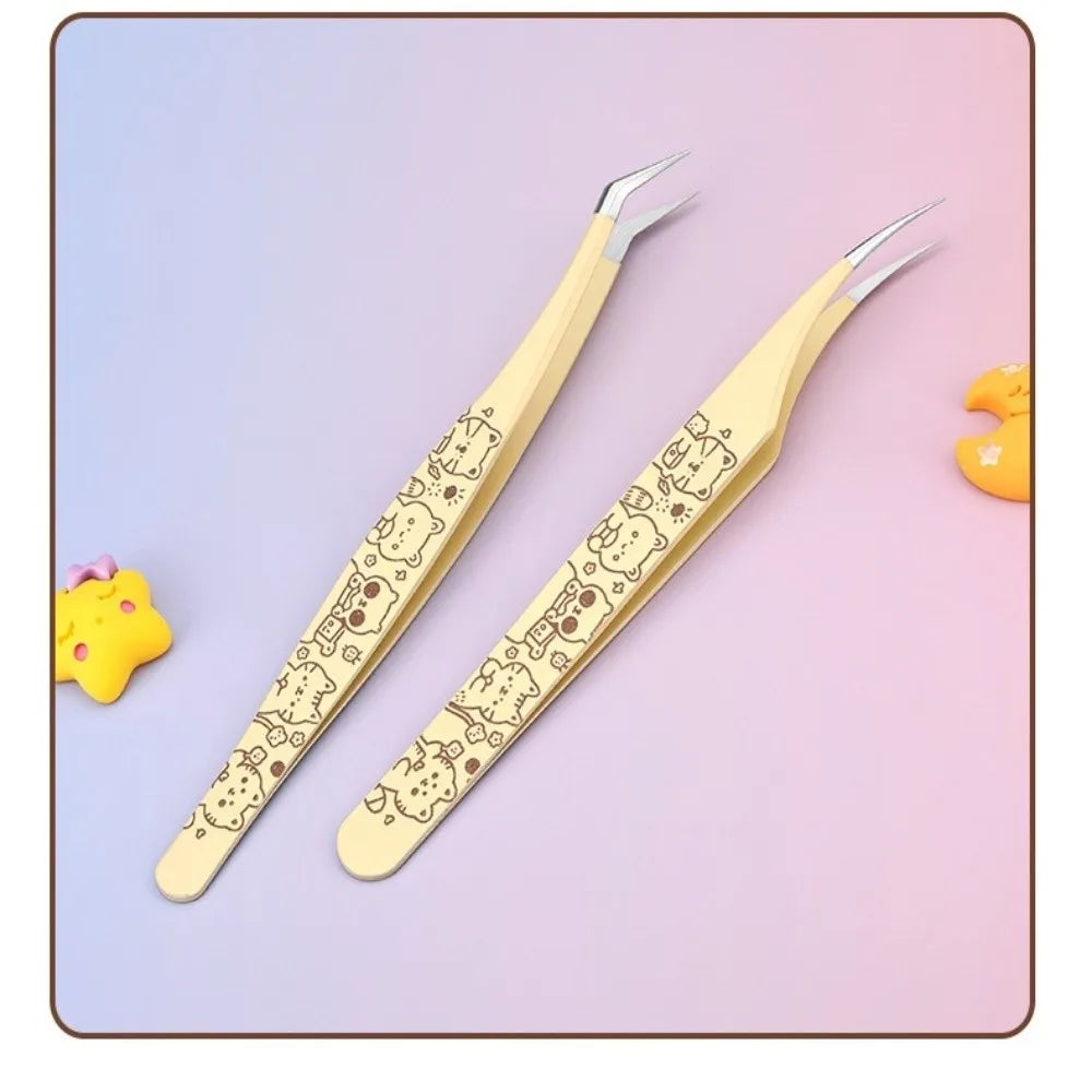 Cartoon Eyelash Extension Tweezers – Stainless Steel, Rust-Proof