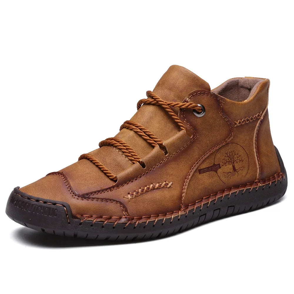 LEDP Retro Men's Ankle Boots – Non-Slip Lace-Up Motorcycle Style