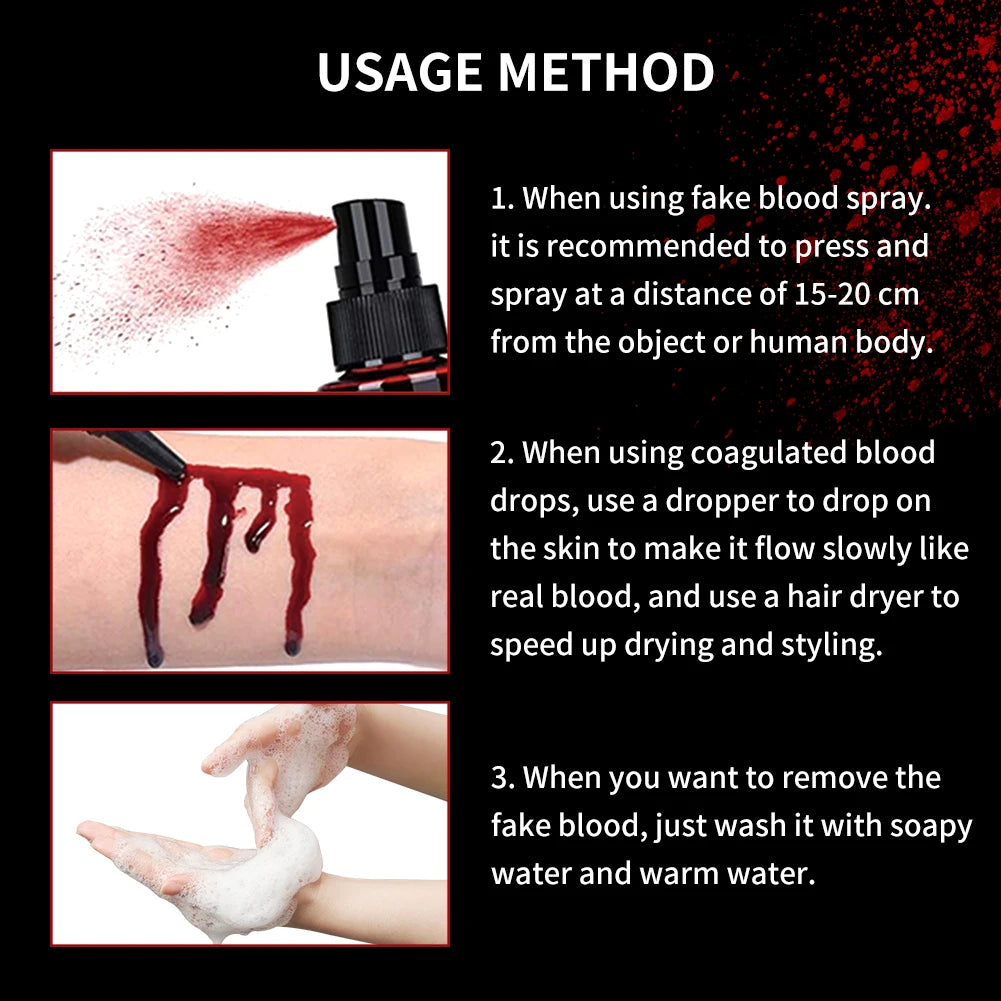 2-Bottle Halloween Fake Blood Set – Special Effects Makeup