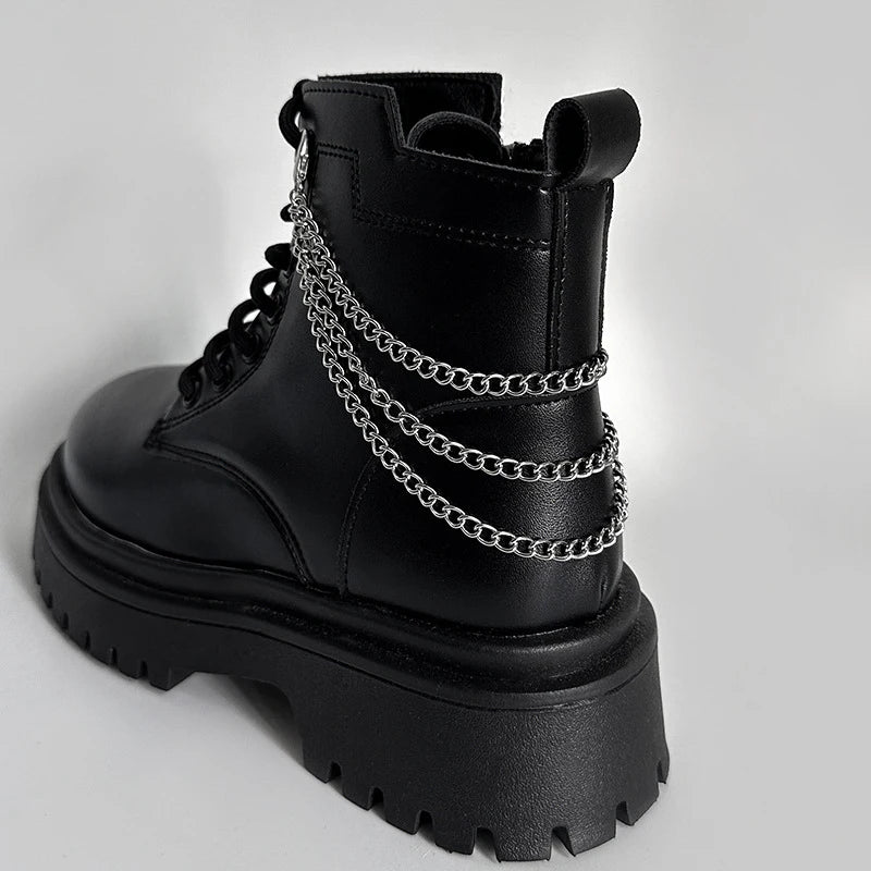 Punk Metal Shoe Chain – Hollow Heart & Pentagram Pendant