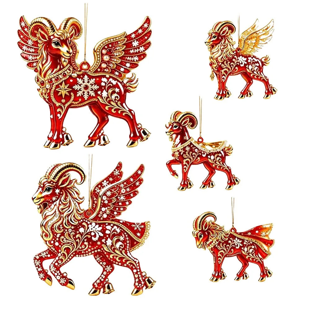 Rhinestone Goat Hanging Ornament – Acrylic Christmas Decor