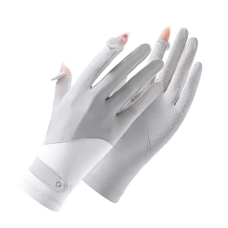 Women's UV Ice Silk Long Driving Gloves – Touchscreen Anti-Slip