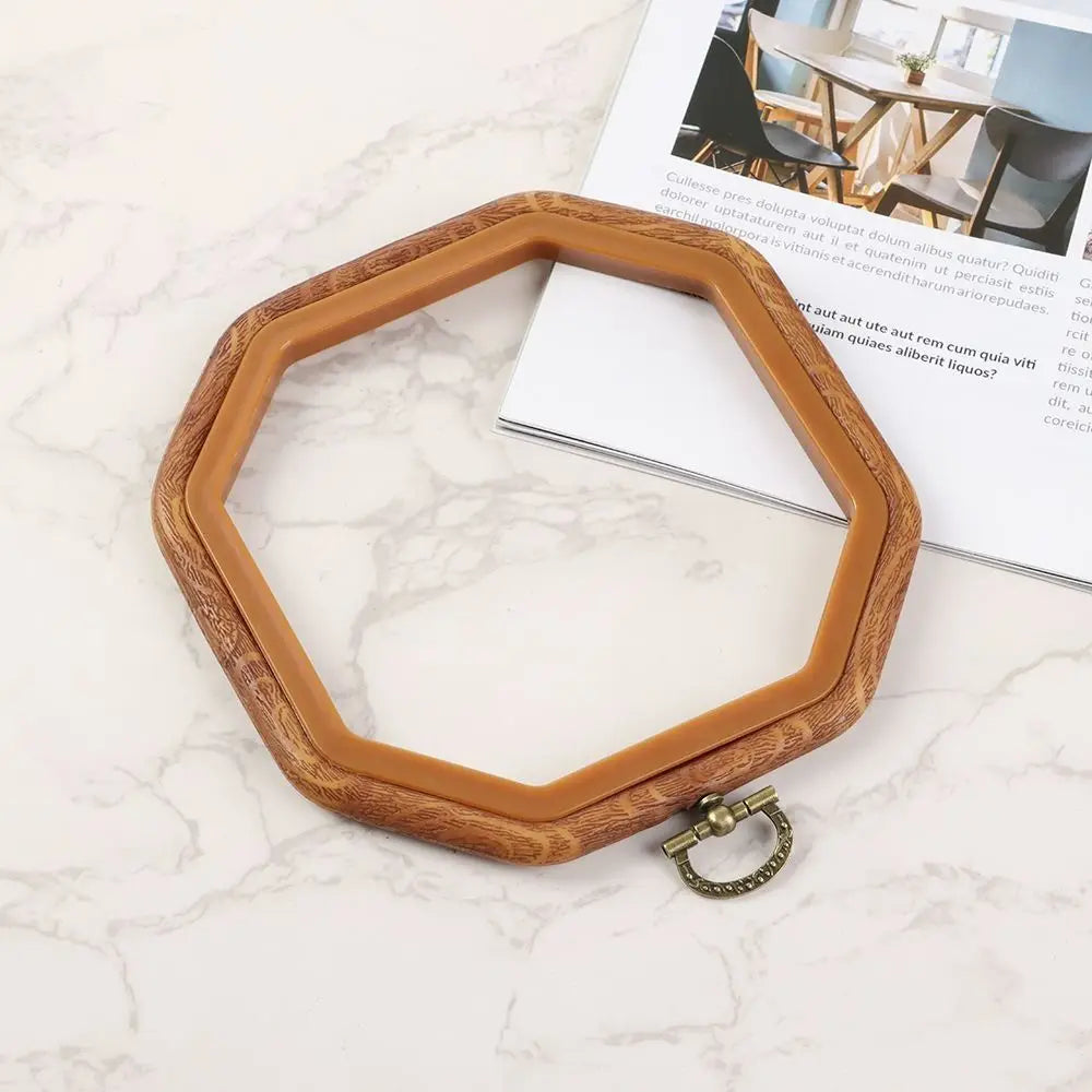 Wood Grain Plastic Embroidery Hoop – Multi-Shape DIY Frame