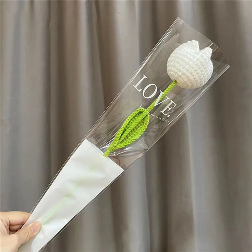 Handmade Crochet Tulip Bouquet – Knitted Cotton Artificial Flowers