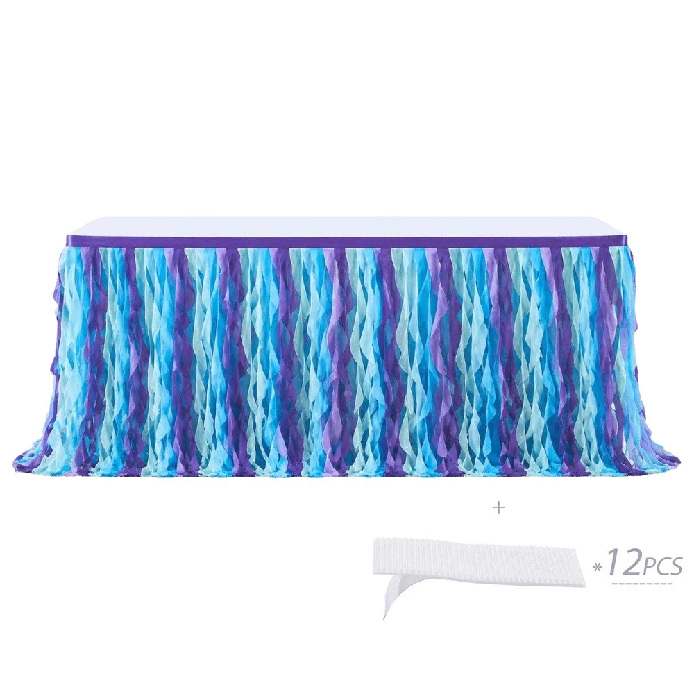 Multicolor Tulle Ruffle Table Skirt 183cm – Wedding & Party Décor