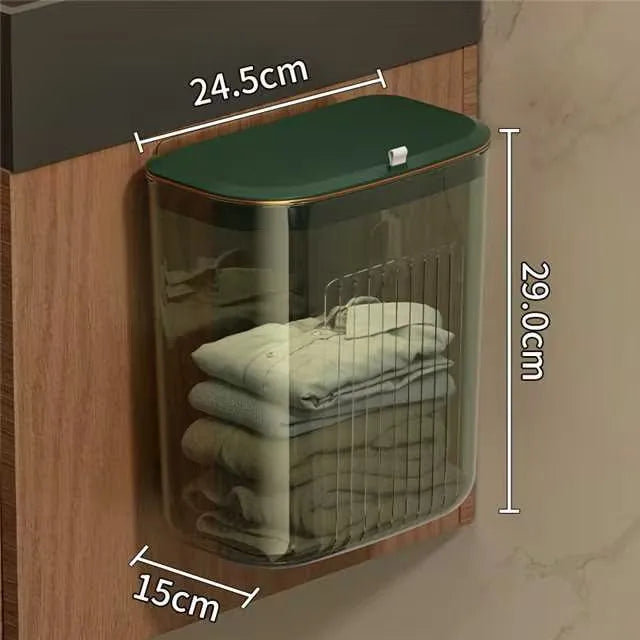 Wall-Mounted Laundry Hamper with Lid | No-Drill Hanging Basket