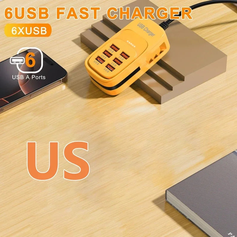 6-in-1 Desktop Charging Station | 3 PD USB-C & 3 USB-A Fast