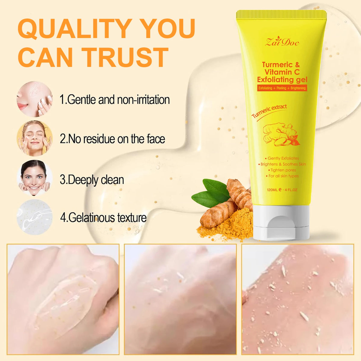 Turmeric Vitamin C Exfoliating Face Gel 120ml | Pore Cleanse