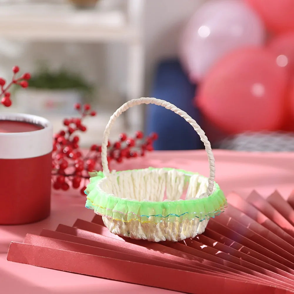 Mini Woven Lace Flower Basket – Wedding & Party Décor