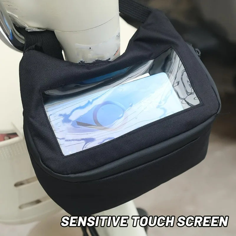Waterproof Motorcycle Handlebar Bag with Touch Screen Window