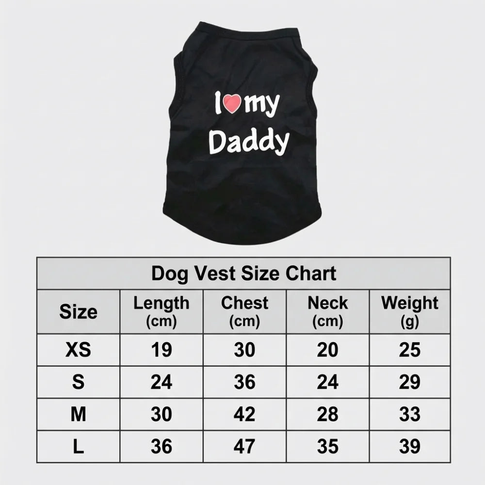 I Love My Mommy/Daddy Dog Vest – Soft Sleeveless Pet T-Shirt