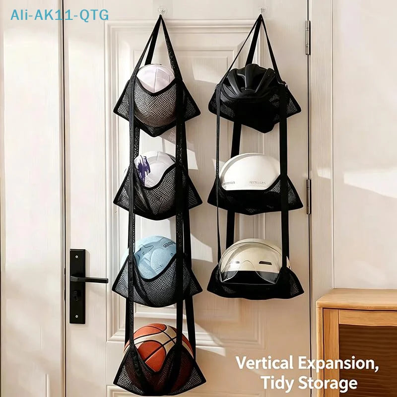 Wall-Mounted Mesh Ball Storage Organizer – 3 or 4 Tier