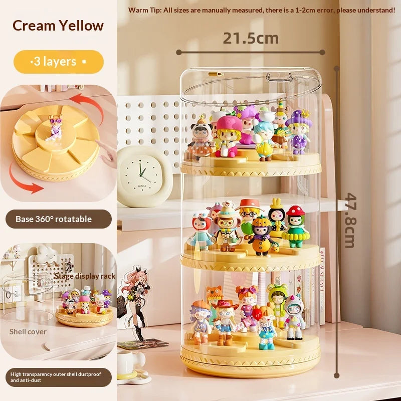 Rotating Multi-Tier Acrylic Collectibles Display Stand Cabinet