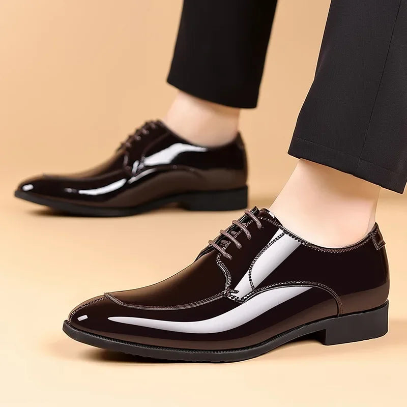 Men's Patent Leather Oxford Shoes – Pointed Toe Formal