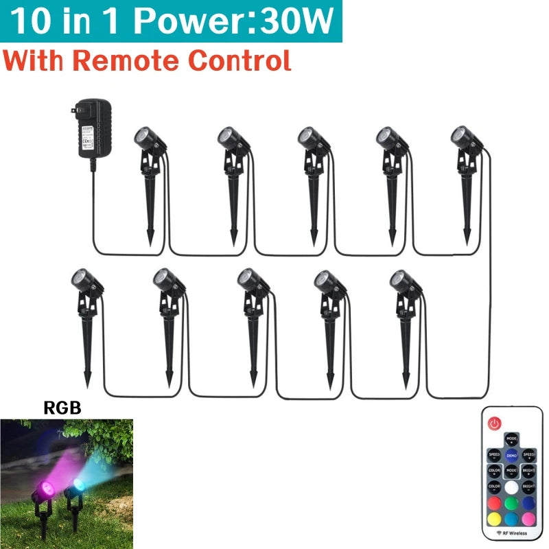 Outdoor RGB LED Lawn Spike Lamp IP65 Remote Control Garden Light