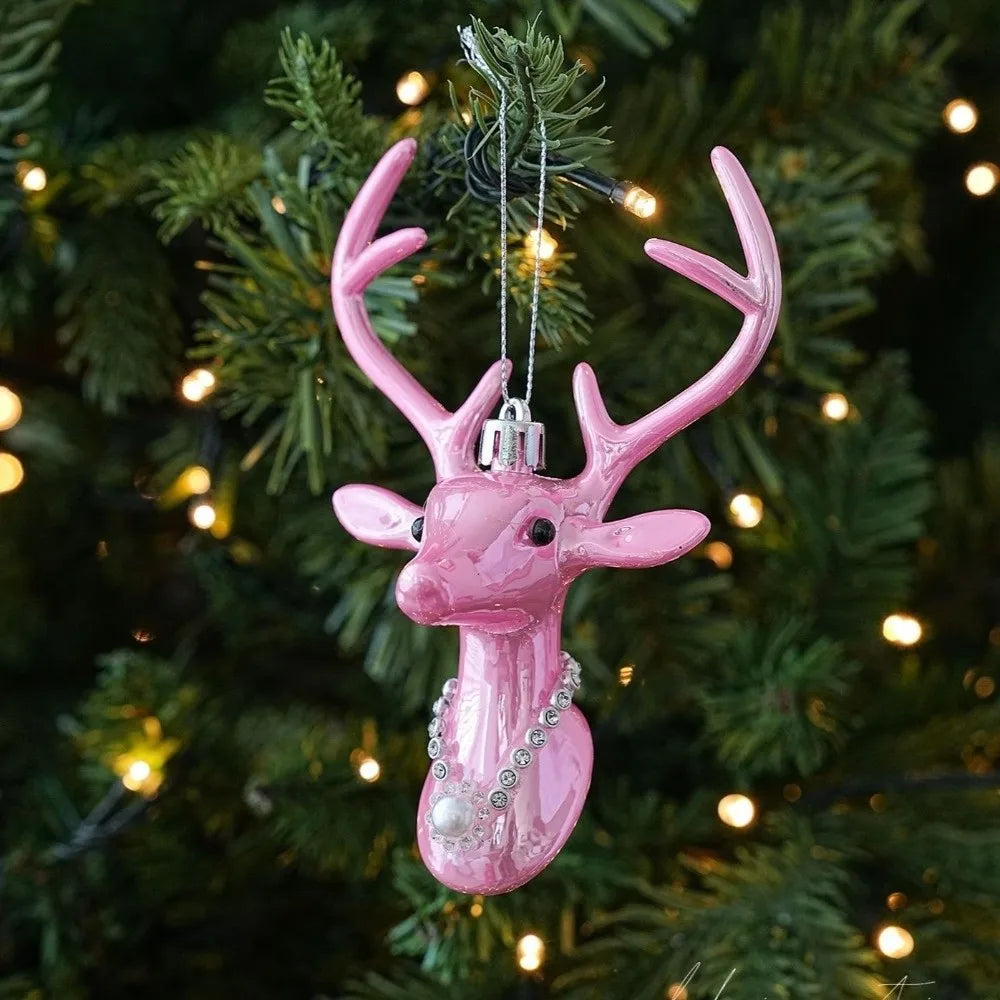 Pink Glitter Christmas Ornaments – Assorted Shapes | Hanging