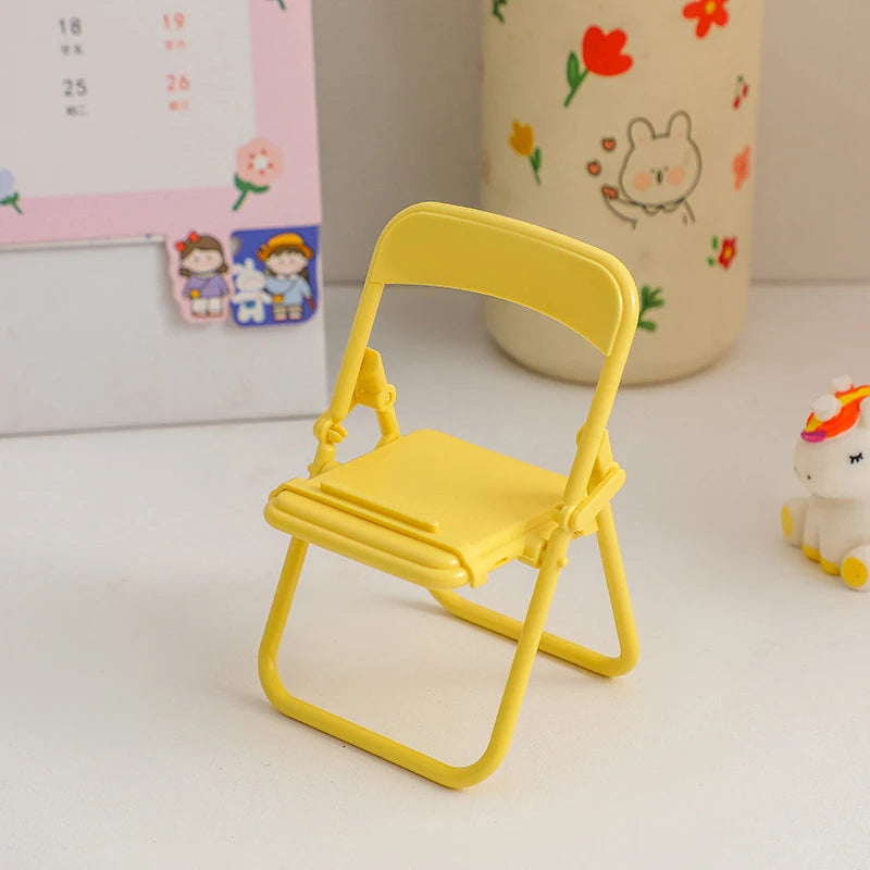 Mini Chair Phone Stand – Cute Colorful Folding Desktop Holder