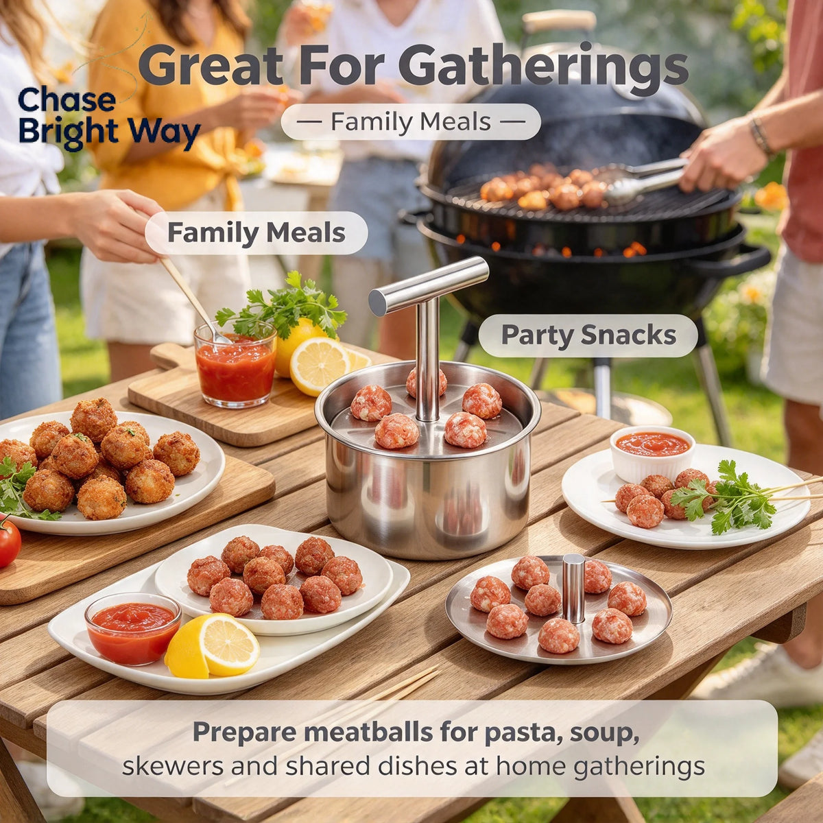 Stainless Steel Meatball Maker Mold – 6 or 12 Hole Manual Press