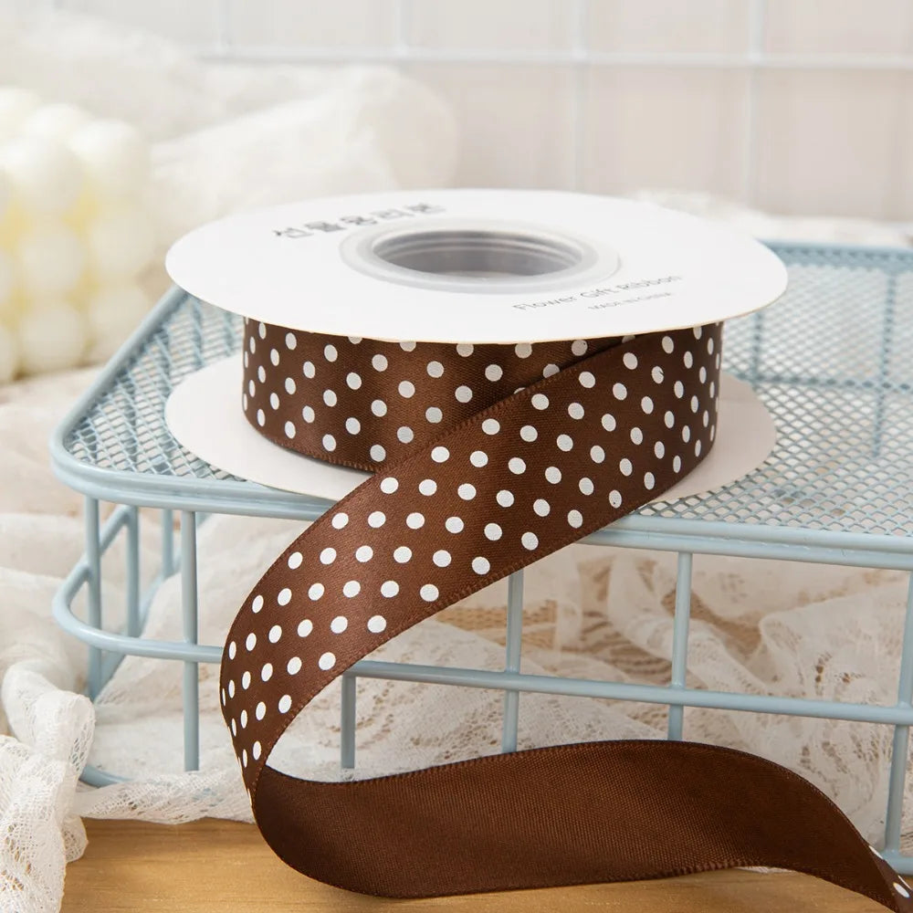 Polka Dot Ribbon 1" Wide – Shiny Multicolor DIY Craft & Gift Wrap