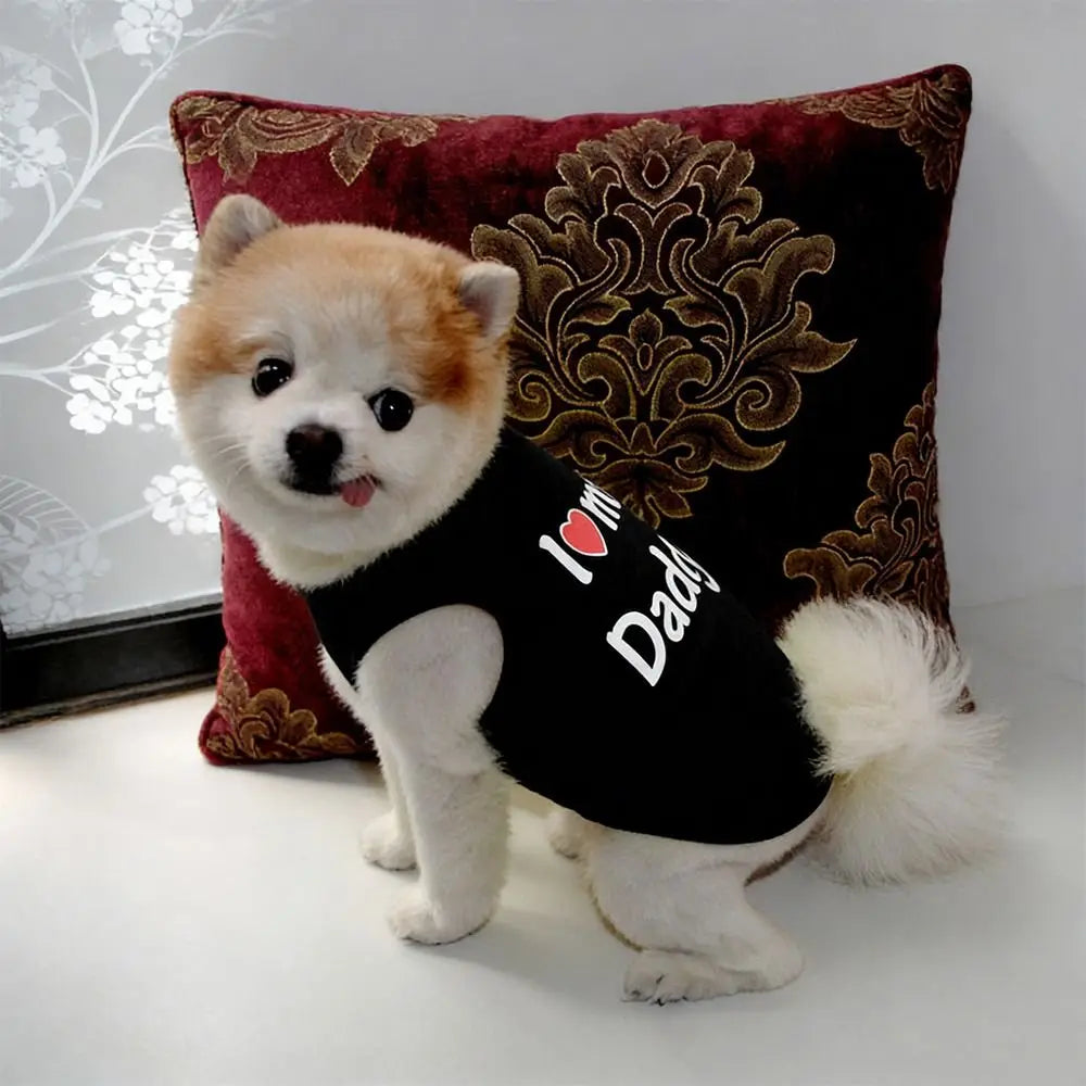 I Love My Mommy/Daddy Dog Vest – Soft Sleeveless Pet T-Shirt