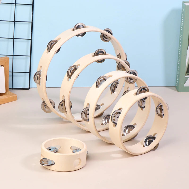 Wooden Tambourine for Kids – Orff Hand Drum 4–10 Inch