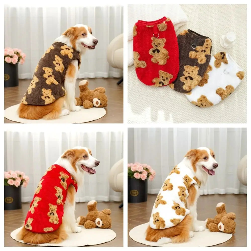 Winter Dog Fleece Vest – Bear Pattern, Sizes 3XL–9XL