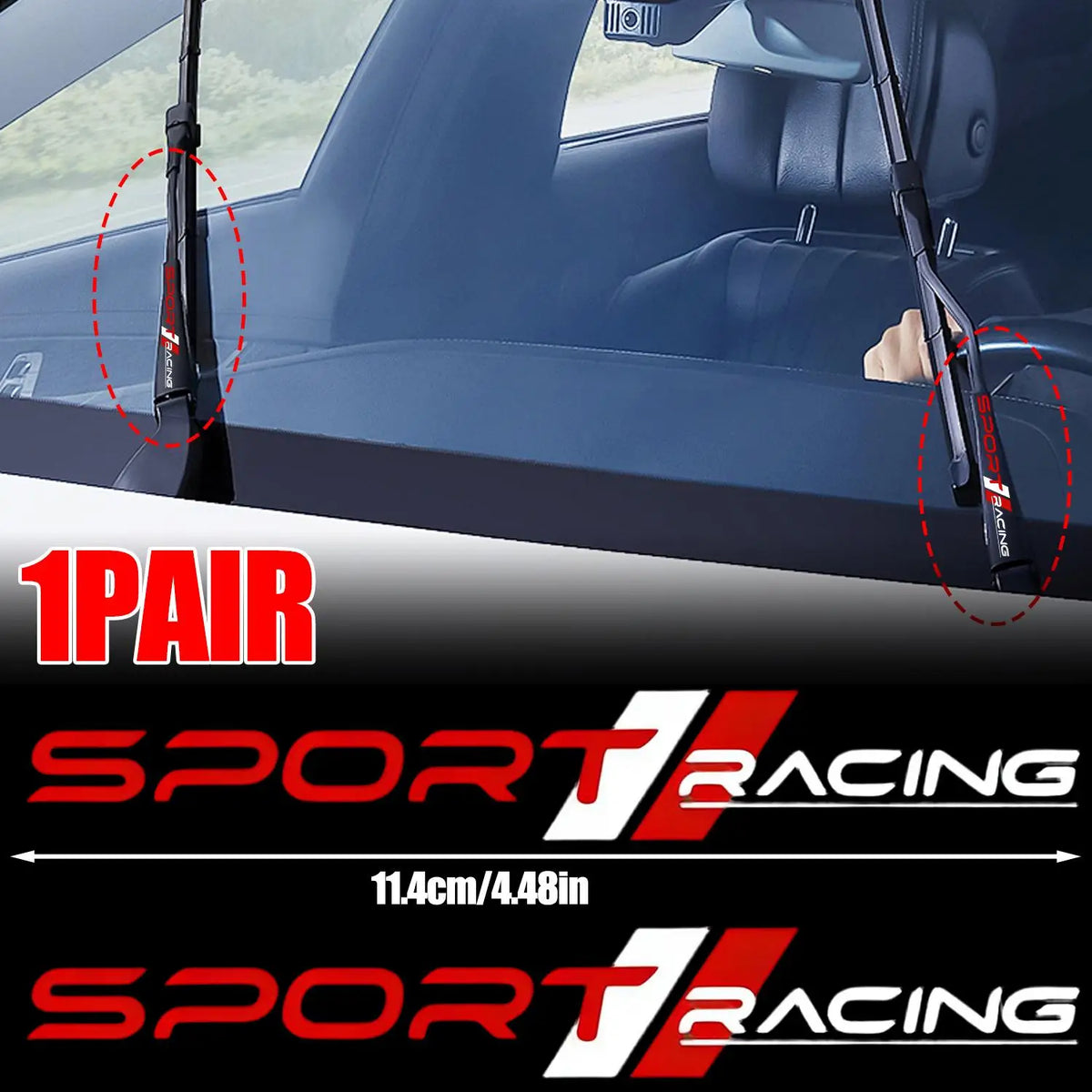 Sport Racing Car Wiper Stickers – PVC Vinyl Decals 2-Pack