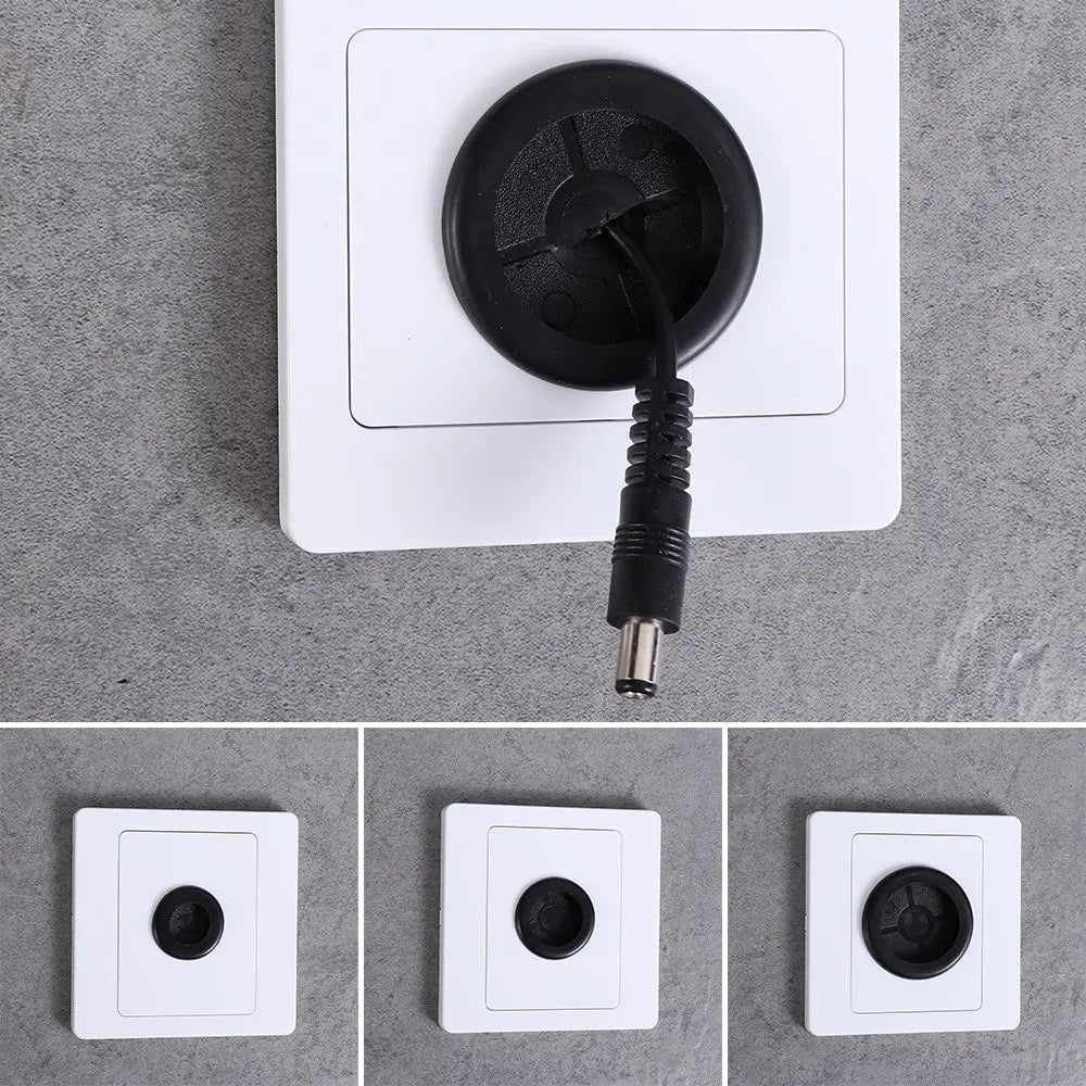 Wall Blank Panel Cable Cover with Outlet Hole & Rubber Pad