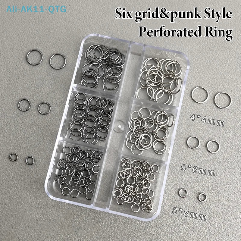 6-Grid Punk Alloy Nail Charms – 140–160 Rhinestone Pieces