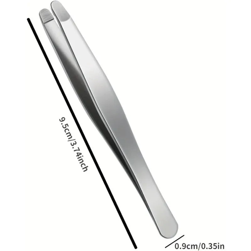 Stainless Steel Flat Tip Eyebrow Tweezers | Precision Beauty Tool