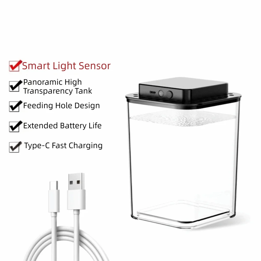 Desktop Acrylic Fish Tank – LED Light & USB Self-Circulating Filter