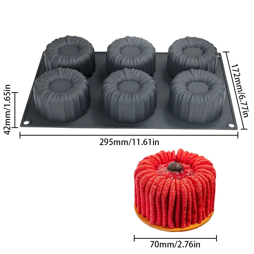 Silicone Ribbed Cake Mold – 1 & 6 Cell Cylindrical Baking Mould