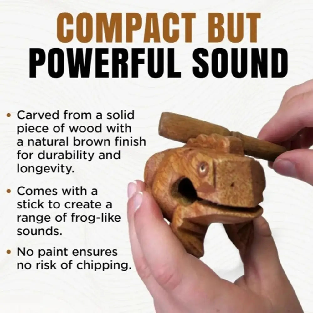 Wooden Frog Guiro Rasp – Handcrafted Percussion Instrument & Décor