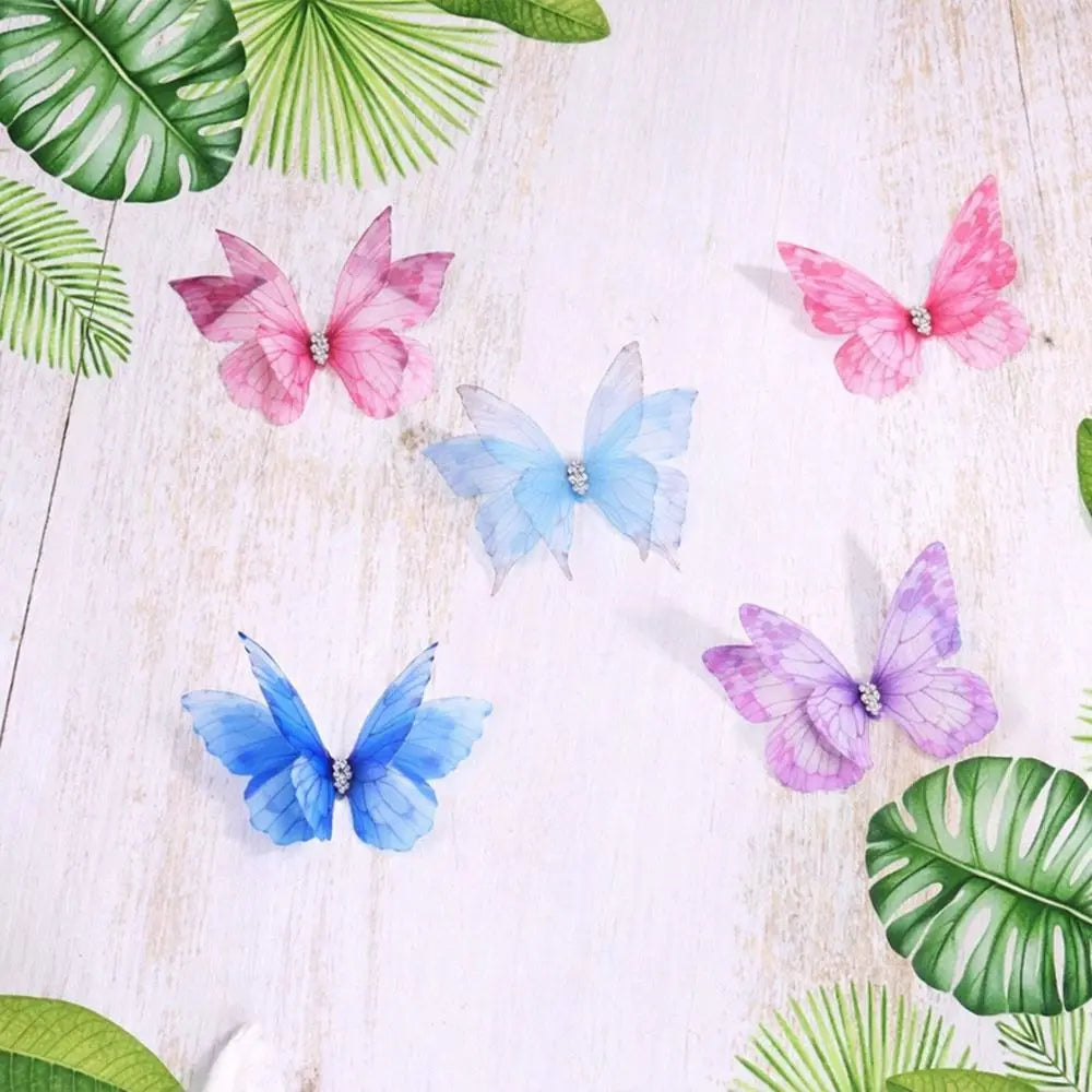 50-Pack 3D Organza Butterfly Appliques – Colorful Mesh Patches