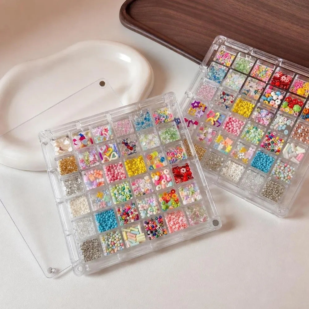 12/36 Grid Nail Art Sequins Kit – 3D Charms & DIY Embellishments