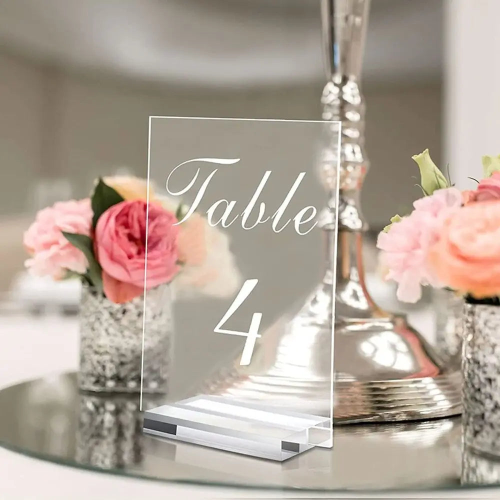 Clear Acrylic Place Card Holder – Table Sign & Photo Stand