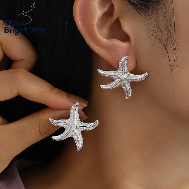 Ocean Shell Stud Earrings – Handmade Stainless Steel Jewelry